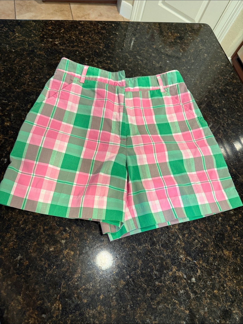 Lilly Pulitzer Vintage Pink & Green Plaid Golf Shorts Size 0